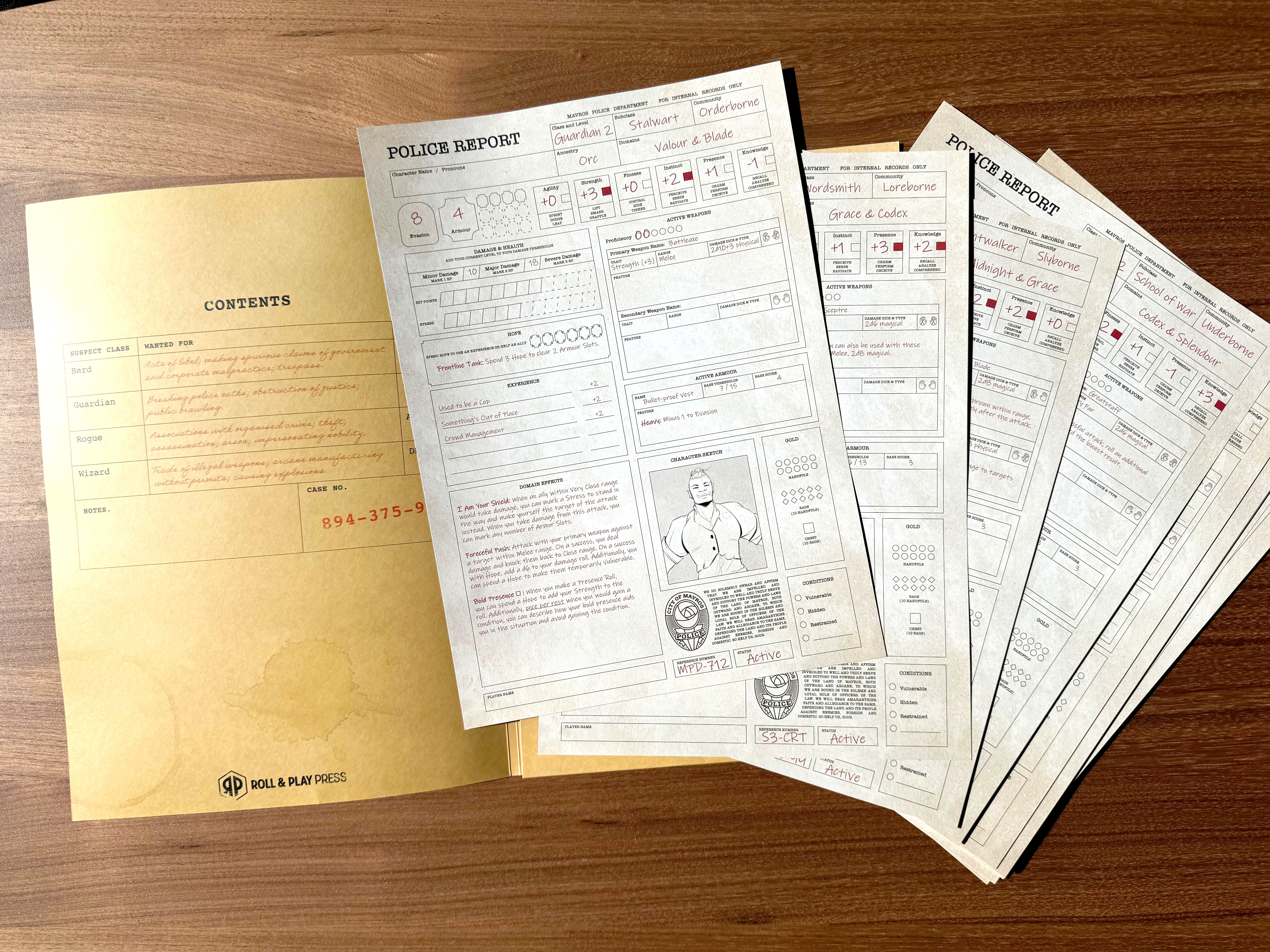 City of the Black Rose: Pre-generated Character Sheets